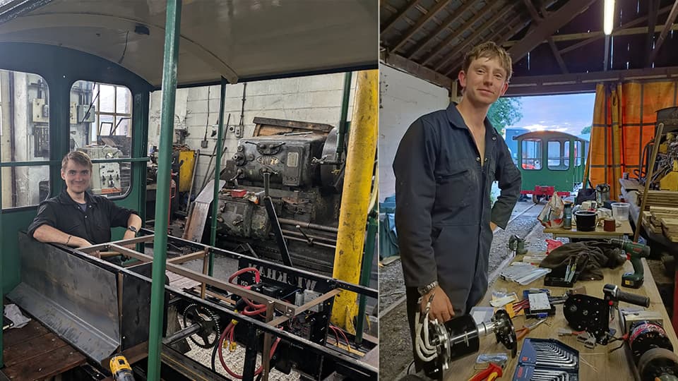 Young engineers working on the Wickham trolley